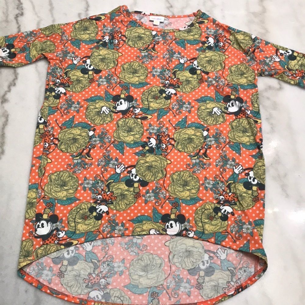 LulaRoe Irma Top XXS Minnie Mouse All Over Print